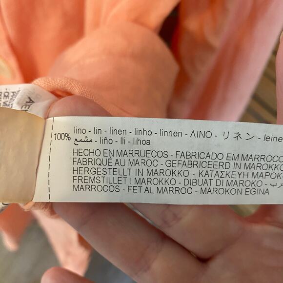 Zara 100% Linen Button Front Tunic Jacket Pink Long Sleeve Pockets Women’s Small - Picture 8 of 9